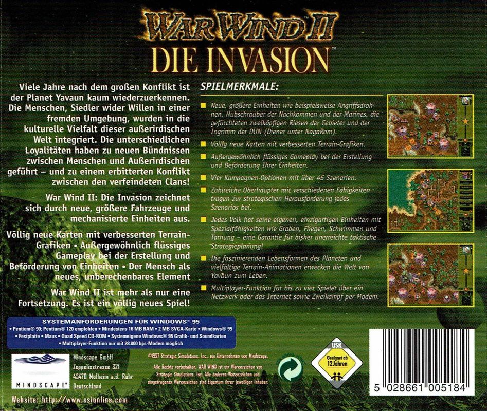 Other for War Wind II: Human Onslaught (Windows): Jewel Case - Back