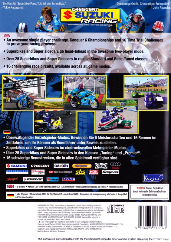 Back Cover for Crescent Suzuki Racing (PlayStation 2) (re-release)