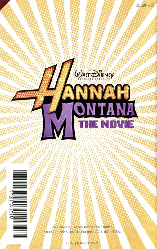Manual for Hannah Montana: The Movie (Wii): Back