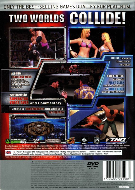 Back Cover for WWE Smackdown vs. Raw (PlayStation 2) (Platinum release)