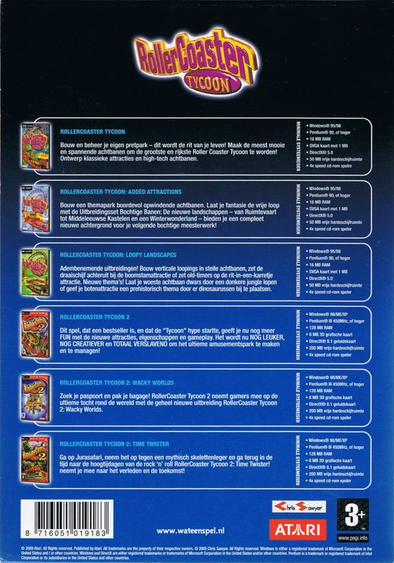 Back Cover for RollerCoaster Tycoon 6 Pack (Windows)