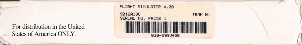 Spine/Sides for Microsoft Flight Simulator (v4.0) (DOS) (5.25" disk version): Top