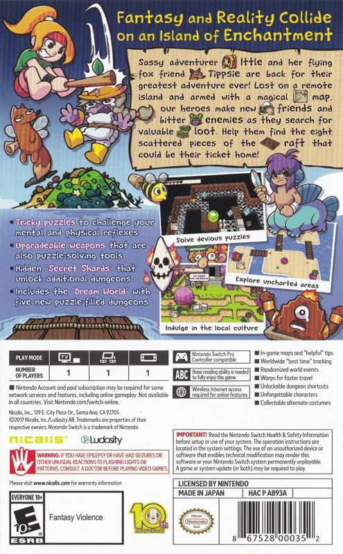 Back Cover for Ittle Dew 2+ (Nintendo Switch)