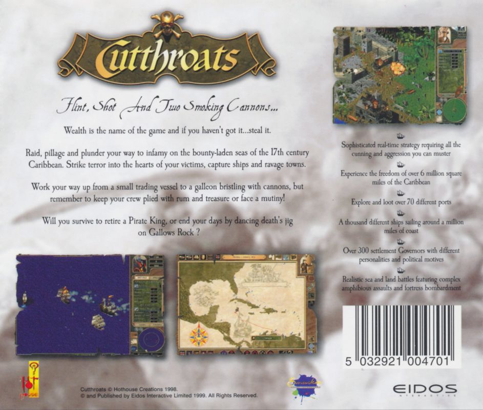 Other for Cutthroats: Terror on the High Seas (Windows): Jewel Case (Back)