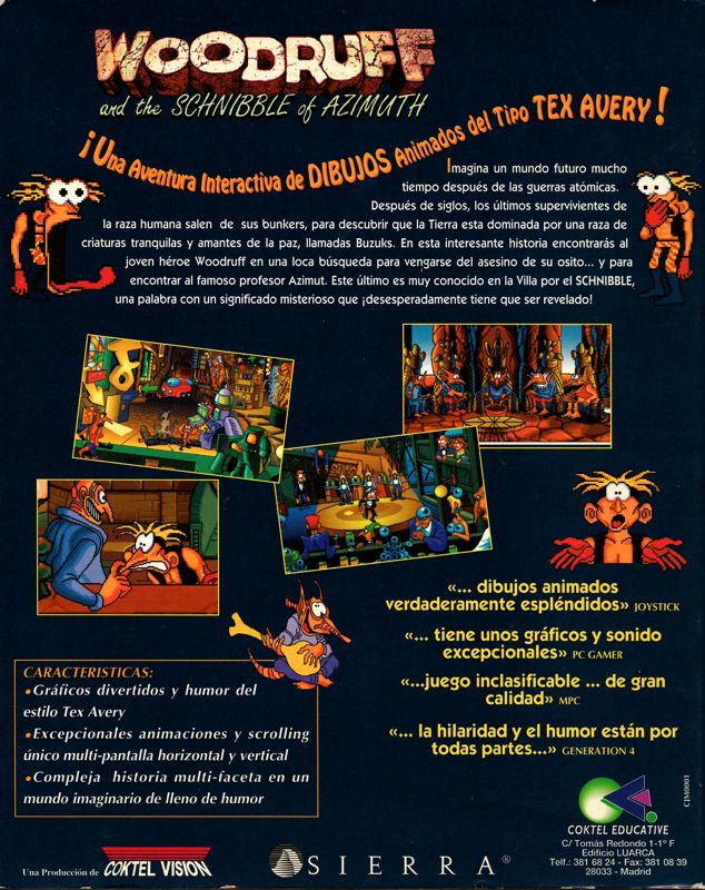 Back Cover for The Bizarre Adventures of Woodruff and the Schnibble (Windows)