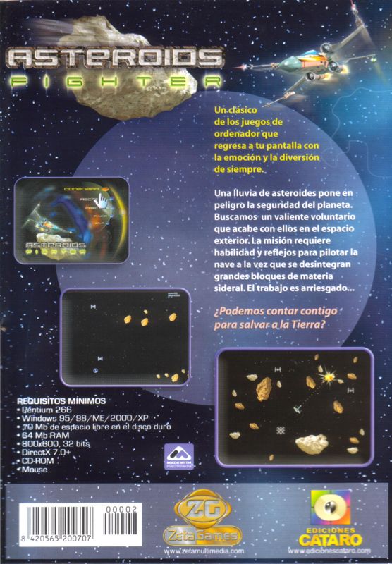 Back Cover for Asteroids Fighter (Windows)