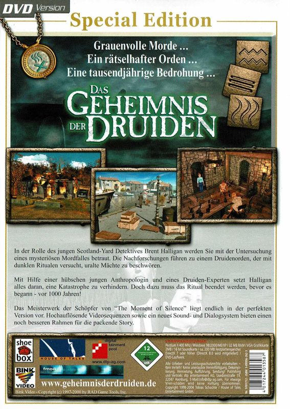 Back Cover for The Mystery of the Druids (Windows) (Special Edition DVD Release)