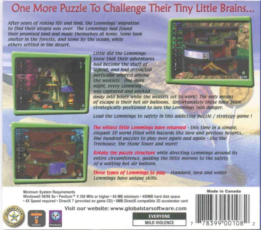 Other for Lemmings Revolution (Windows): Jewel Case - Back