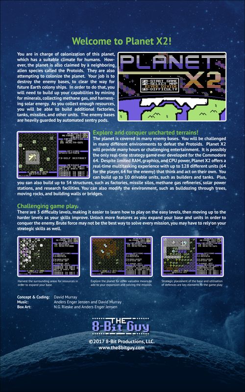 Back Cover for Planet X2 (Commodore 64)