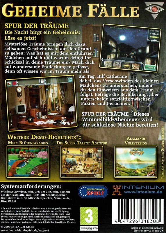 Back Cover for Dream Sleuth (Windows)