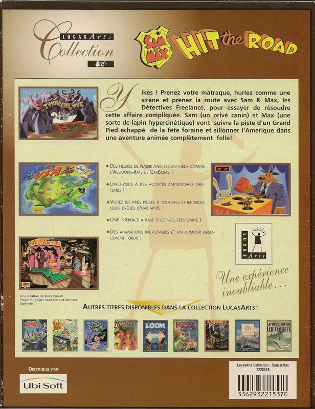 Back Cover for Sam & Max: Hit the Road (DOS and Windows) (Ubi Soft LucasArts' Collection release)