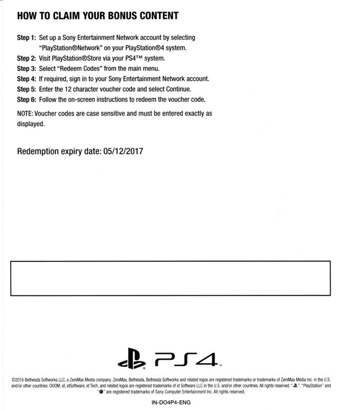 Other for Doom (UAC Pack) (PlayStation 4): DLC Code - Back