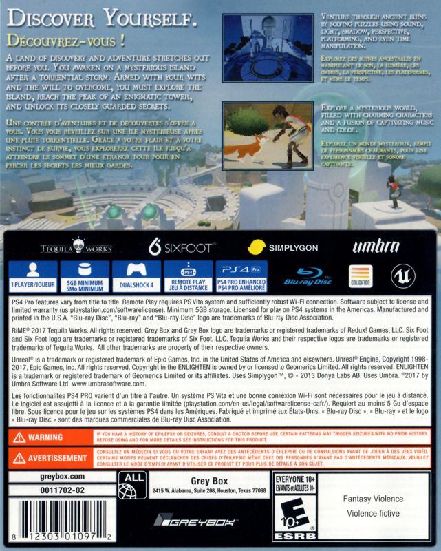 Back Cover for RiME (PlayStation 4)