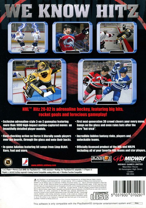 Back Cover for NHL Hitz 20-02 (PlayStation 2)
