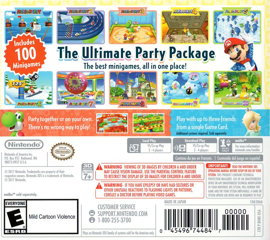 Back Cover for Mario Party: The Top 100 (Nintendo 3DS)