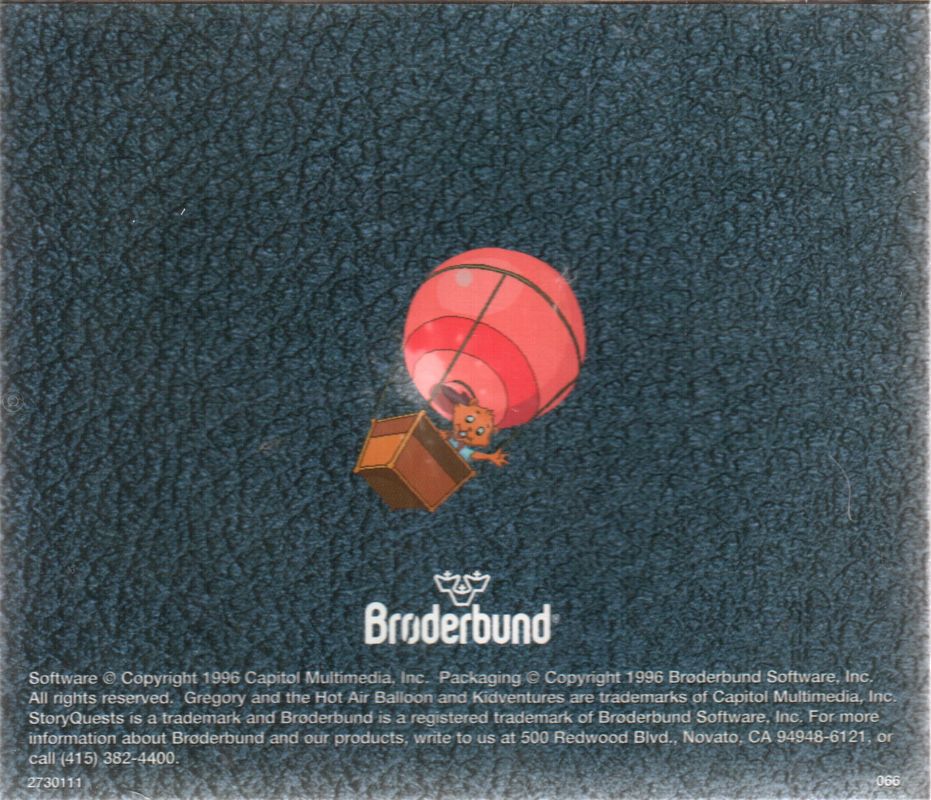Back Cover for Gregory and the Hot Air Balloon (Macintosh and Windows and Windows 16-bit) (Win/Mac hybrid release)