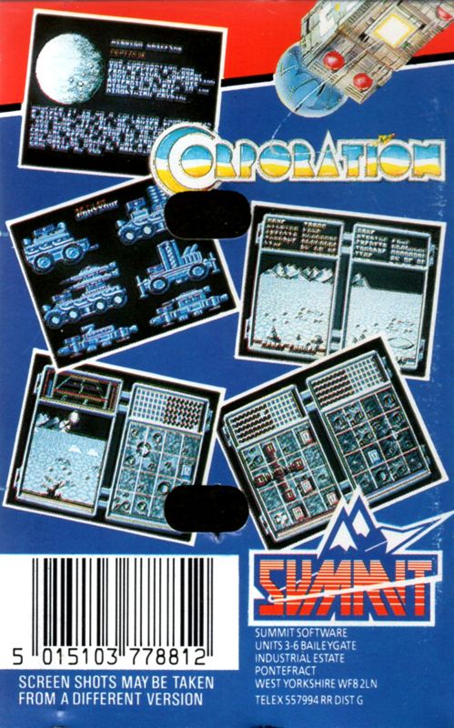 Back Cover for Corporation (Commodore 64) (Budget re-release)