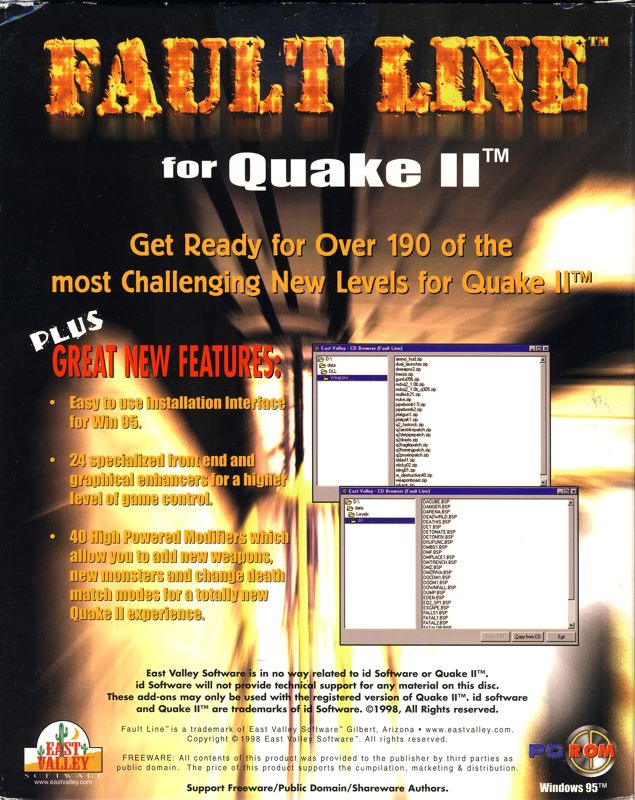 Back Cover for Fault Line for Quake II (Windows)