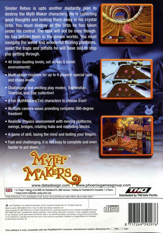 Back Cover for Myth Makers: Orbs of Doom (PlayStation 2)