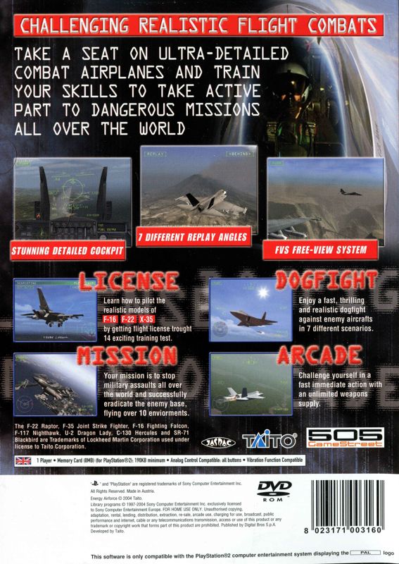 Back Cover for Energy Airforce (PlayStation 2)