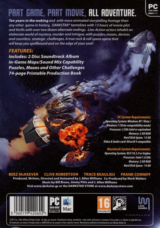 Back Cover for Darkstar: The Interactive Movie (Macintosh and Windows)