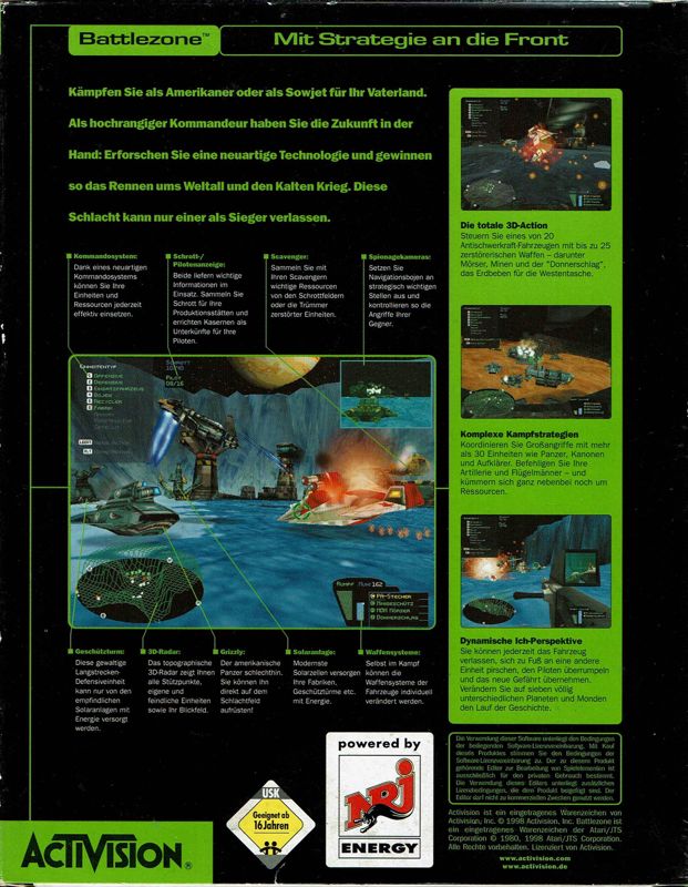 Back Cover for Battlezone (Windows) (Budget release)