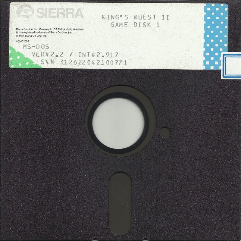 Media for King's Quest II: Romancing the Throne (DOS) (Dual Media Release (Sierra's Starter Pack)): 5.25" Disk 1/2