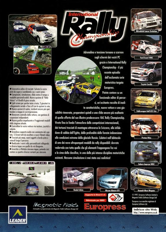 Back Cover for International Rally Championship (Windows)