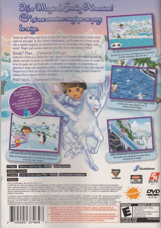 Manual for Dora the Explorer: Dora Saves the Snow Princess (PlayStation 2): French Manual - Back