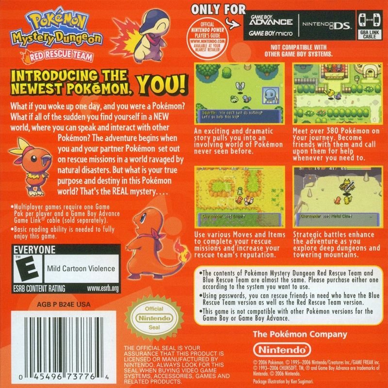 Back Cover for Pokémon Mystery Dungeon: Red Rescue Team (Game Boy Advance)