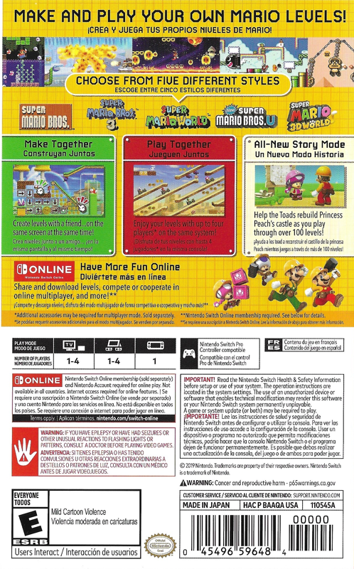 Back Cover for Super Mario Maker 2 (Nintendo Switch)