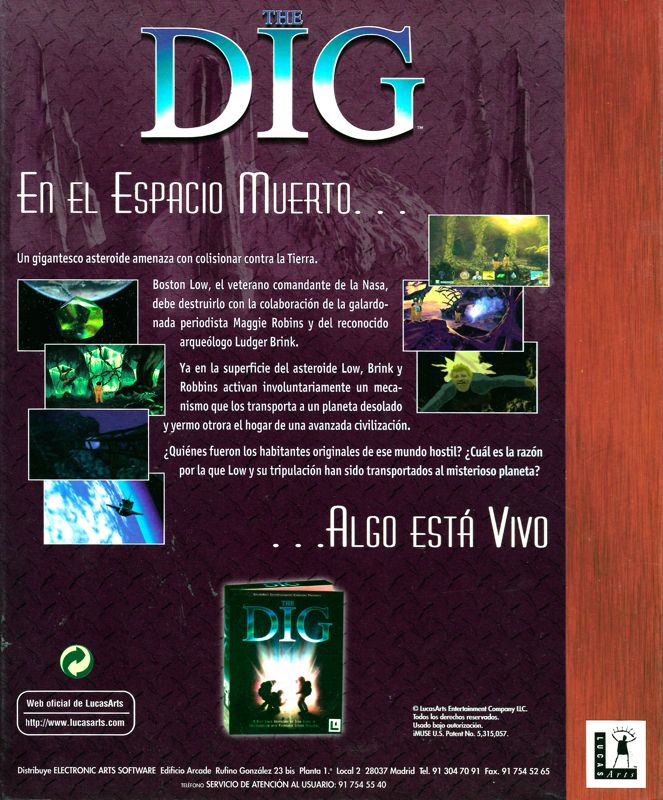 Back Cover for The Dig (DOS) (LucasArts Legends re-release)