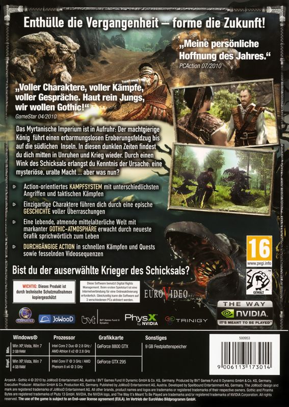 Other for ArcaniA: Gothic 4 (Windows) (Software Pyramide release): Keep Case - Back