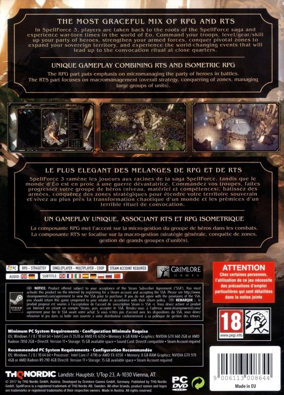 Other for SpellForce III (Windows): Card wraparound - Back