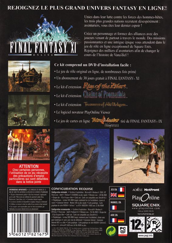 Back Cover for Final Fantasy XI Online (Windows)