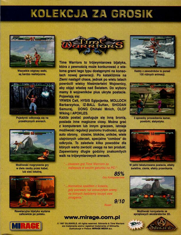 Back Cover for Time Warriors (DOS) (Kolekcja za Grosik release)