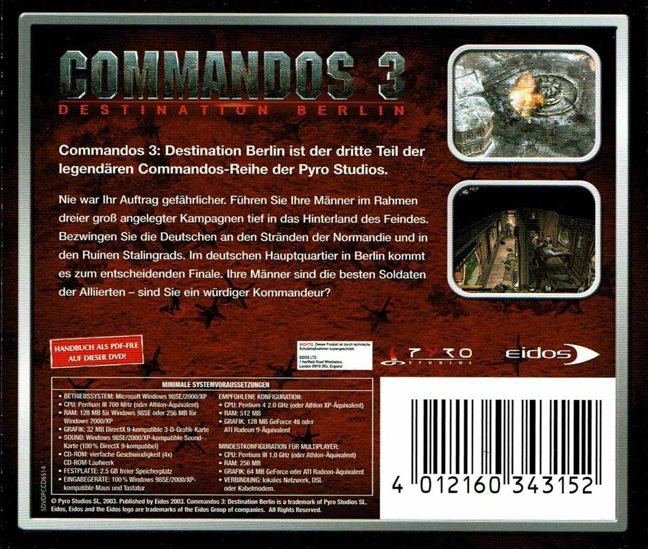 Other for Commandos 3: Destination Berlin (Windows) (Software Pyramide / Classic Edition release): Jewel Case - Back