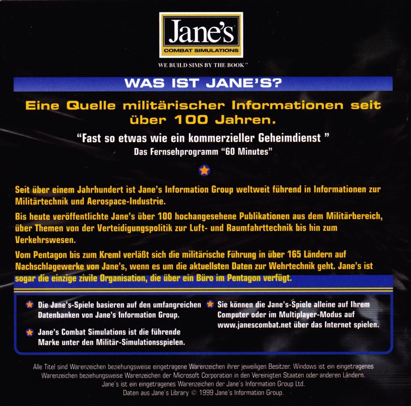 Advertisement for Jane's Combat Simulations: Fleet Command (Windows): Game Catalogue - Back