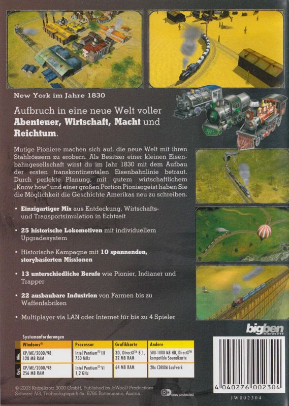 Back Cover for Railroad Pioneer (Windows)