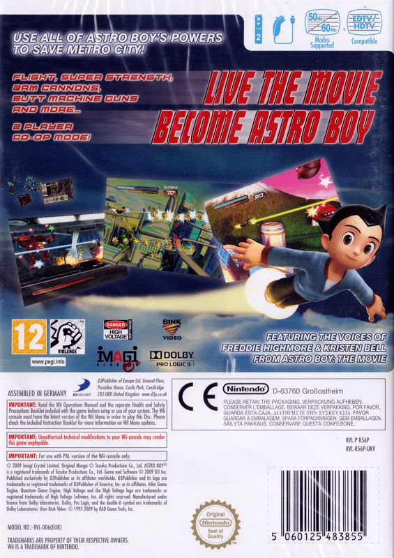 Back Cover for Astro Boy: The Video Game (Wii)