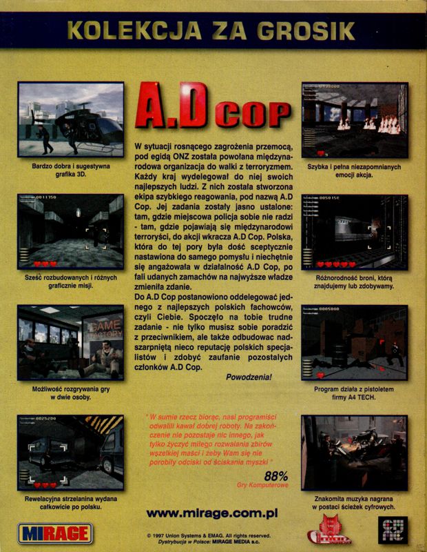 Back Cover for A.D Cop (DOS and Windows) (Kolekcja za Grosik release)
