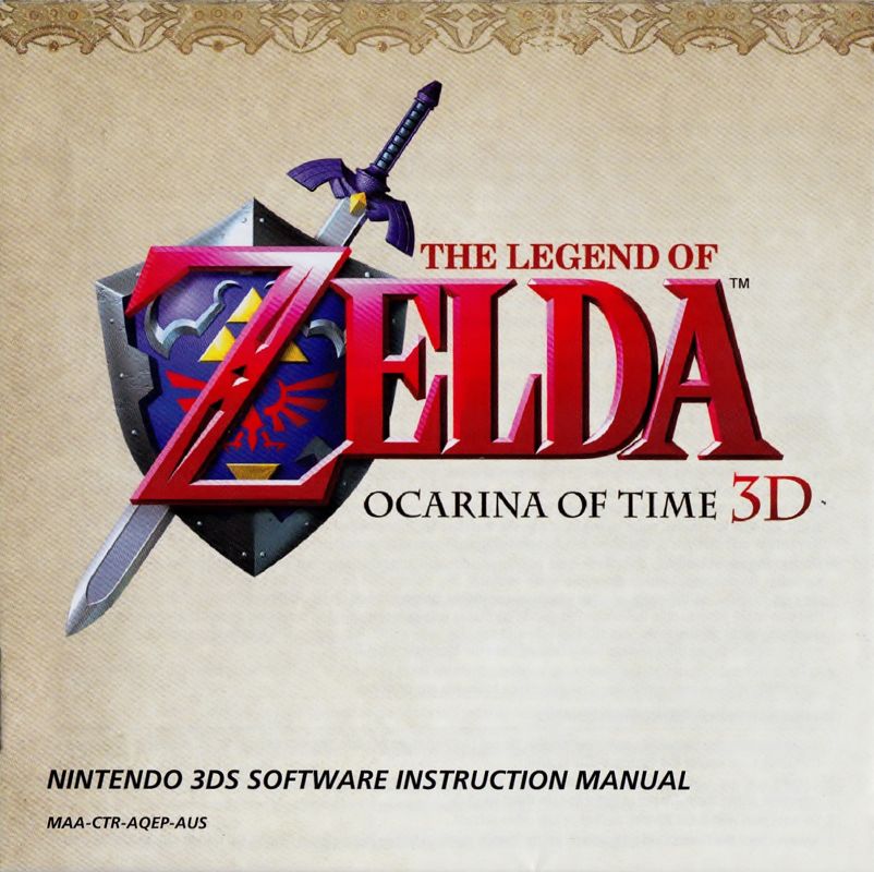 Manual for The Legend of Zelda: Ocarina of Time 3D (Ocarina Edition) (Nintendo 3DS): Front
