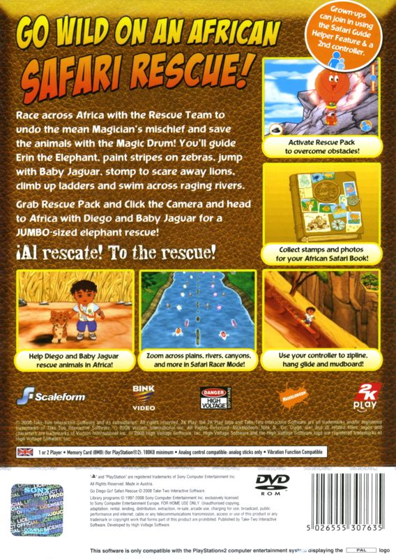 Back Cover for Go, Diego, Go! Safari Rescue (PlayStation 2)