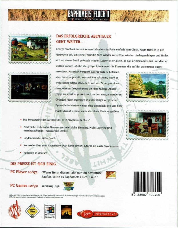 Back Cover for Broken Sword: The Smoking Mirror (Windows) (The White Label release)