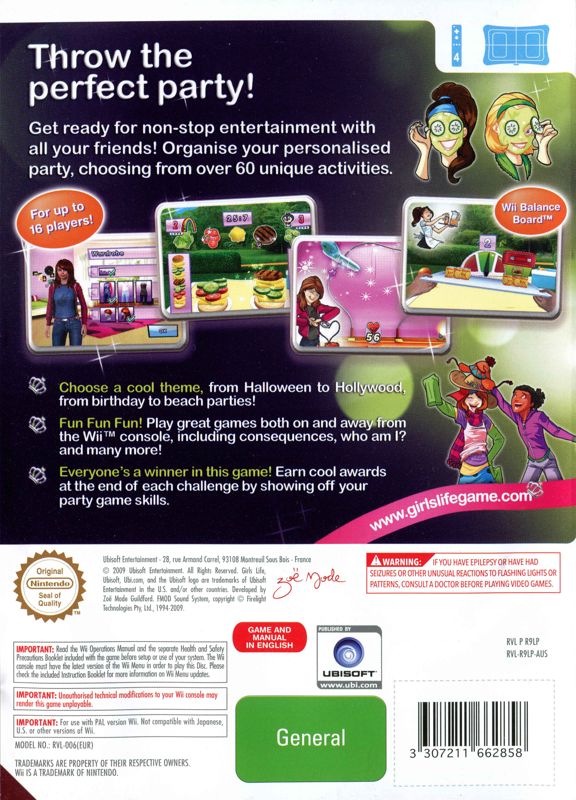 Back Cover for Sleepover Party (Wii)