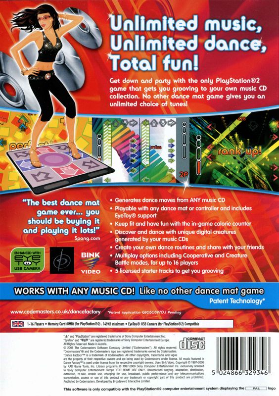 Back Cover for Dance Factory (PlayStation 2)