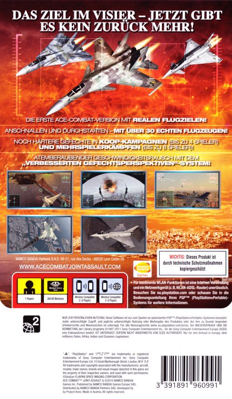 Back Cover for Ace Combat: Joint Assault (PSP) (PSP Essentials release)