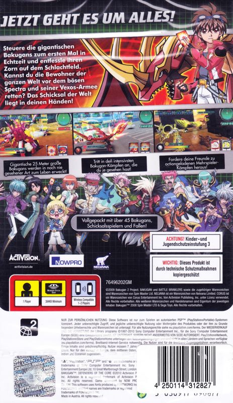 Back Cover for Bakugan: Defenders of the Core (PSP)