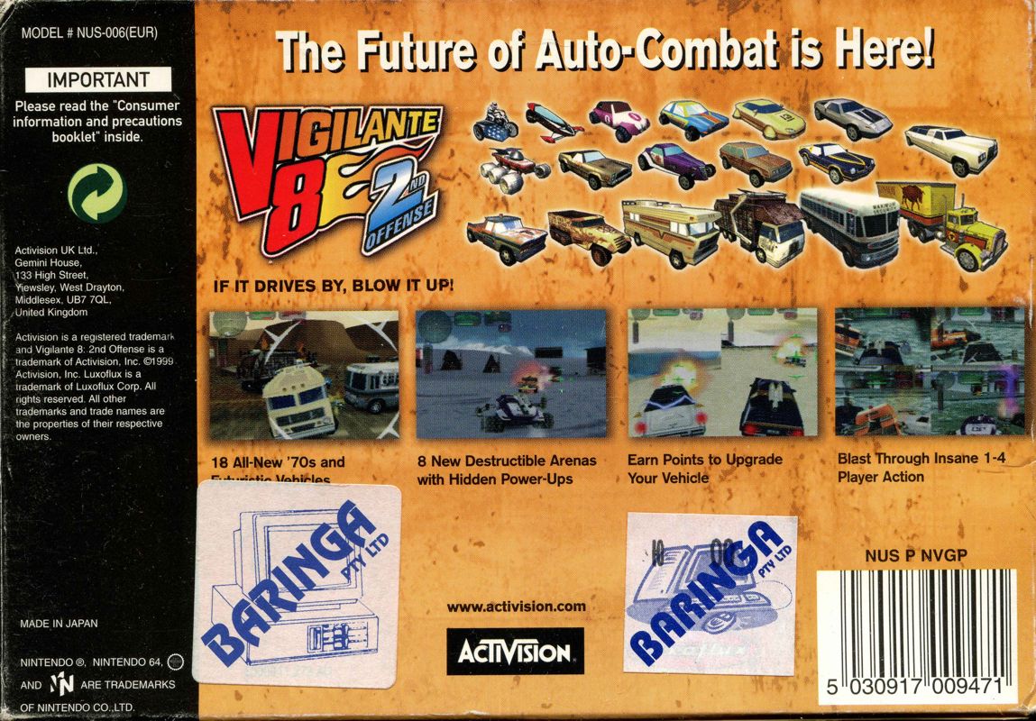 Back Cover for Vigilante 8: 2nd Offense (Nintendo 64)