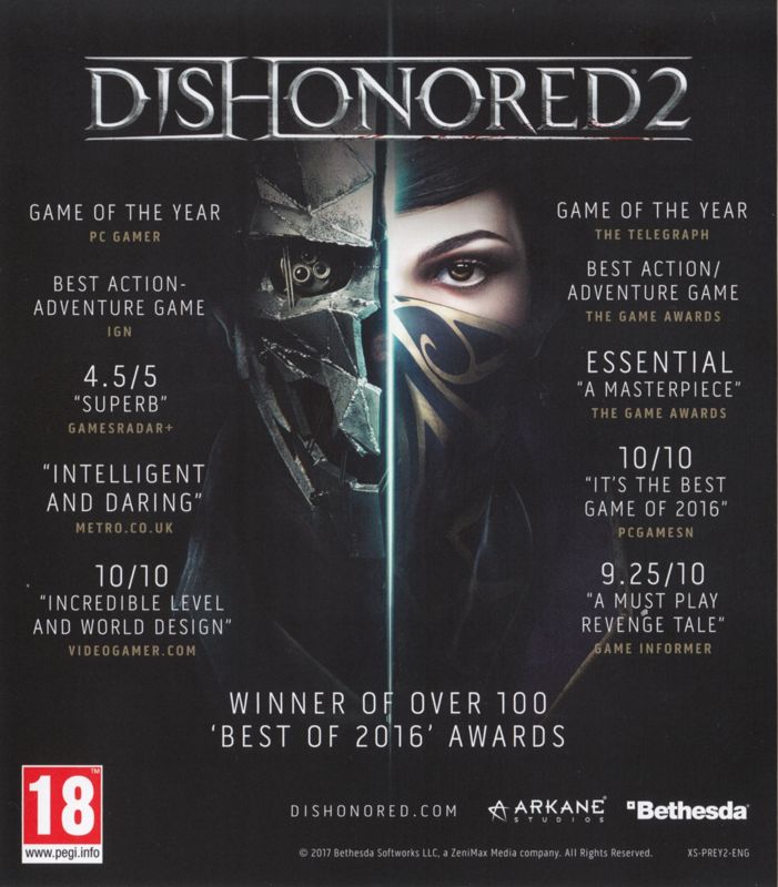 Advertisement for Prey (PlayStation 4): Dishonored 2